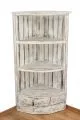 Balinesisches Eckregal mit 2 Bden und 3 Schubladen, whitewash