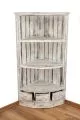 Balinesisches Eckregal mit 2 Bden und 3 Schubladen, whitewash