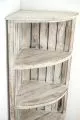 Balinesisches Eckregal mit 2 Bden und 3 Schubladen, whitewash