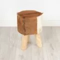 Ziegenfell Hocker, braun-wei�, aus Java (Indonesien)