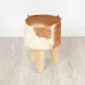 Ziegenfell Hocker, braun-wei�, aus Java (Indonesien)