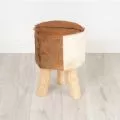 Ziegenfell Hocker, braun-wei�, aus Java (Indonesien)
