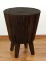 Holzhocker, rund, braun, aus Java (Indonesien)