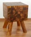 Teakholz-Hocker, Quadrat, aus Java (Indonesien)