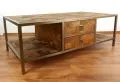 Java, sehr groer Couchtisch mit Schubladen aus Metall und Teakholz, Nr.54