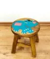 Massivholz Kinderhocker blauer Elefant