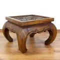 Thailndischer Opiumtisch mit Schnitzerei, 56 x 56 cm (Hellbraun)