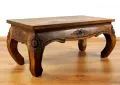 Opiumtisch mit Elefantenschnitzerei, 80 x 40 cm (Hellbraun)