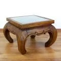 Thailndischer Opiumtisch mit Schnitzerei, 56 x 56 cm (Hellbraun)