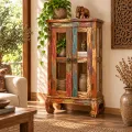 Java Teakholz-Vitrine aus recyceltem, bunten Bootsholz,  Nr.319