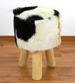 Ziegenfell Hocker, schwarz-wei, aus Java (Indonesien)