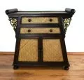 Asiatischer Massivholzschrank mit Rattan verziert, Nr.4