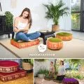 Kapok Bodensitzkissen, Deluxe (Gr�n/Orange/Elefanten Seide)