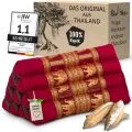 Kapok Dreieckskissen, Deluxe (Rot/Elefanten Seide)