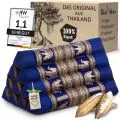 Kapok Dreieckskissen, Deluxe (Blau/Elefanten Seide)