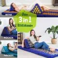 Kapok Dreieckskissen hoch, Deluxe (Blau/Elefanten Seide)