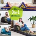 Kapok Dreieckskissen hoch, Deluxe (Schwarz/Elefanten Seide)
