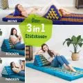 Kapok Dreieckskissen hoch, Deluxe (Hellblau/Elefanten Seide)