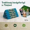 Kapok Dreieckskissen hoch, Deluxe (Hellblau/Elefanten Seide)