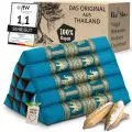 Kapok Dreieckskissen hoch, Deluxe (Hellblau/Elefanten Seide)