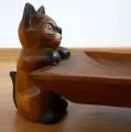 Katzenschale aus Holz als Obst- u. Geb�ckschale