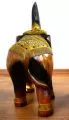 Holzelefanten mit goldfarbener Verzierung Gl�ckselefanten, R�ssel oben, gro�