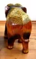 Holzelefanten mit goldfarbener Verzierung Gl�ckselefanten, gro�