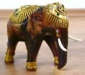 Holzelefanten mit goldfarbener Verzierung Glckselefanten, klein