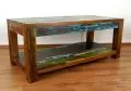 Java, Couchtisch mit Ablage aus buntem recycelten Teakholz/Bootsholz, Nr.51