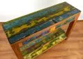 Java Teakholz-Anrichte mit Ablage aus recyceltem, bunten Bootsholz,  Nr.320