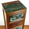 Java Teakholz-Kommode aus recyceltem, bunten Bootsholz,  Nr.336