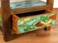 Java Teakholz-Nachttisch aus recyceltem, bunten Bootsholz,  Nr.316