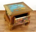 Java Teakholz Nachttisch/Opiumtisch aus recyceltem, bunten Bootsholz,  Nr.342