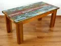 Java, Tisch aus buntem, recyceltem Teakholz/Bootsholz, Nr.67