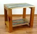 Java, Tisch / Nachttisch aus buntem recycelten Teakholz/Bootsholz, Nr.62