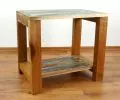 Java, Tisch / Nachttisch aus buntem recycelten Teakholz/Bootsholz, Nr.62