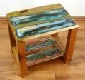 Java, Tisch / Nachttisch aus buntem recycelten Teakholz/Bootsholz, Nr.62
