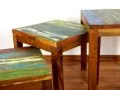 Java, Tische aus buntem recycelten Teakholz/Bootsholz, 3er Set, Nr.46