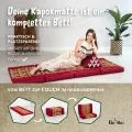 Kapok Klappmatratze, 80 cm breit, Deluxe (Rot/Elefanten Seide)