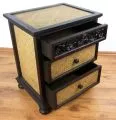 Kleine Rattankommode mit 2 Rattanschubladen und 1 Schnitzereischublade, Nr.70