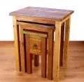 Java, Tische aus buntem recycelten Teakholz/Bootsholz, 3er Set, Nr.76