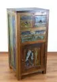 Java Teakholz-Kommode, Nachtschrank, aus recyceltem, bunten Bootsholz,  Nr.371