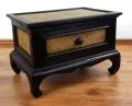 Opiumtisch aus Holz und Rattan