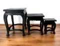 3er-Set Opiumtische, Asiatische Eleganz (Schwarz)