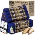 Kapok Thaikissen 3 Auflagen, Deluxe (Blau/Elefanten Seide)