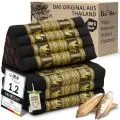 Kapok Thaikissen 3 Auflagen, Deluxe (Schwarz/Elefanten Seide)