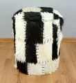 Ziegenfell Hocker, Sitzw�rfel, schwarz-wei�, aus Java (Indonesien)