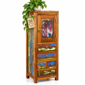 Java Kommode aus recyceltem, bunten Teakholz/Bootsholz,  Nr.383