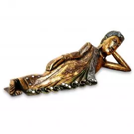 Bali, Buddha gold-bunt, liegend, gro, 80 cm