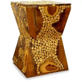 Teakholz-Hocker, geschwungen, aus Bali (Indonesien)